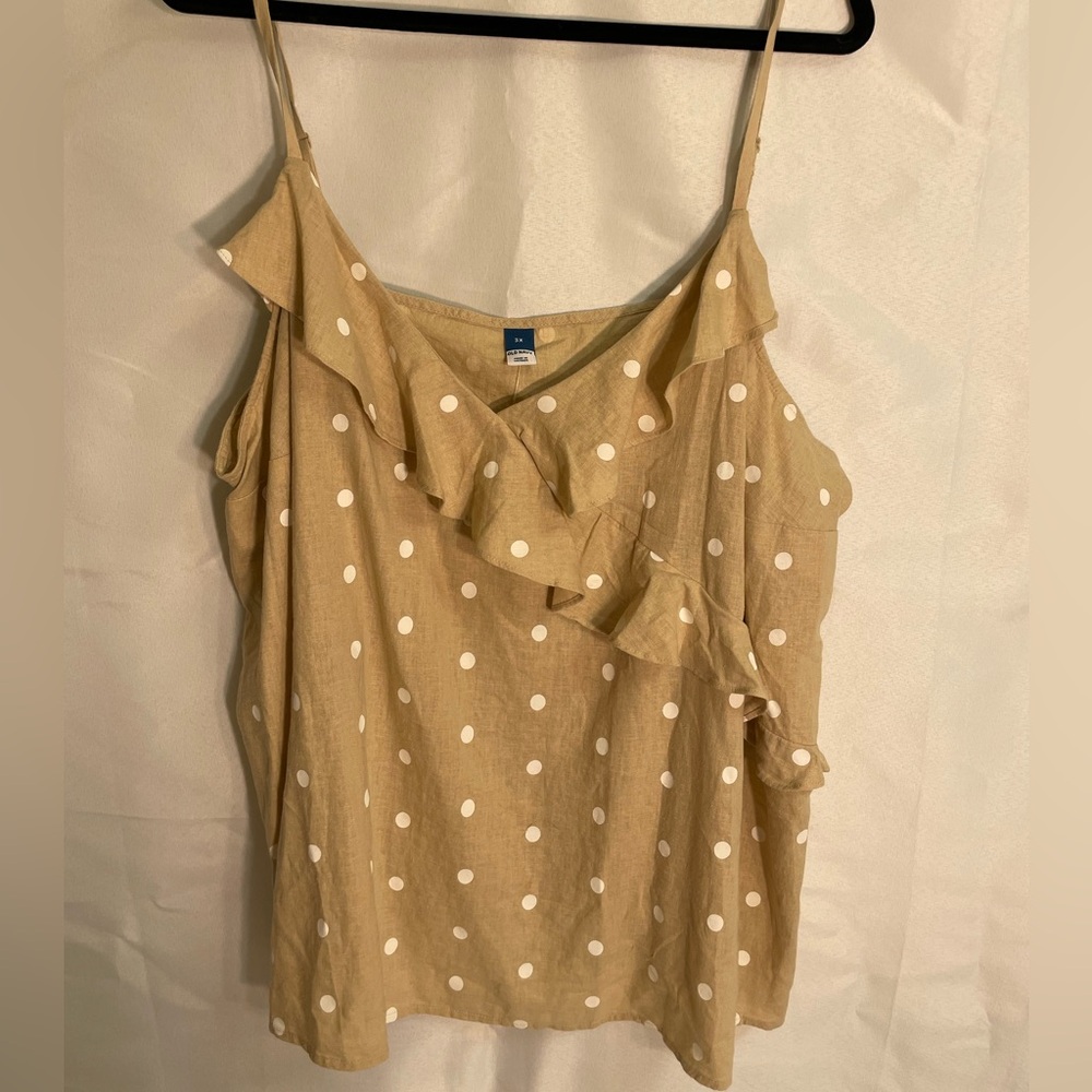 Old Navy 3X Women's NWOT Polka Dot Tank Top Blouse (Tan/Cream)